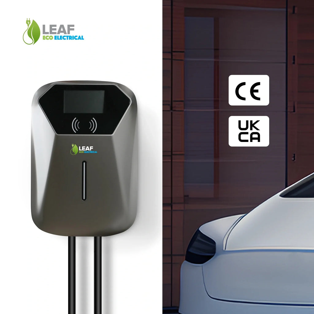 LEAF 7.4kW Tethered EV Charger – Grey | Smart Wi-Fi | Type 2