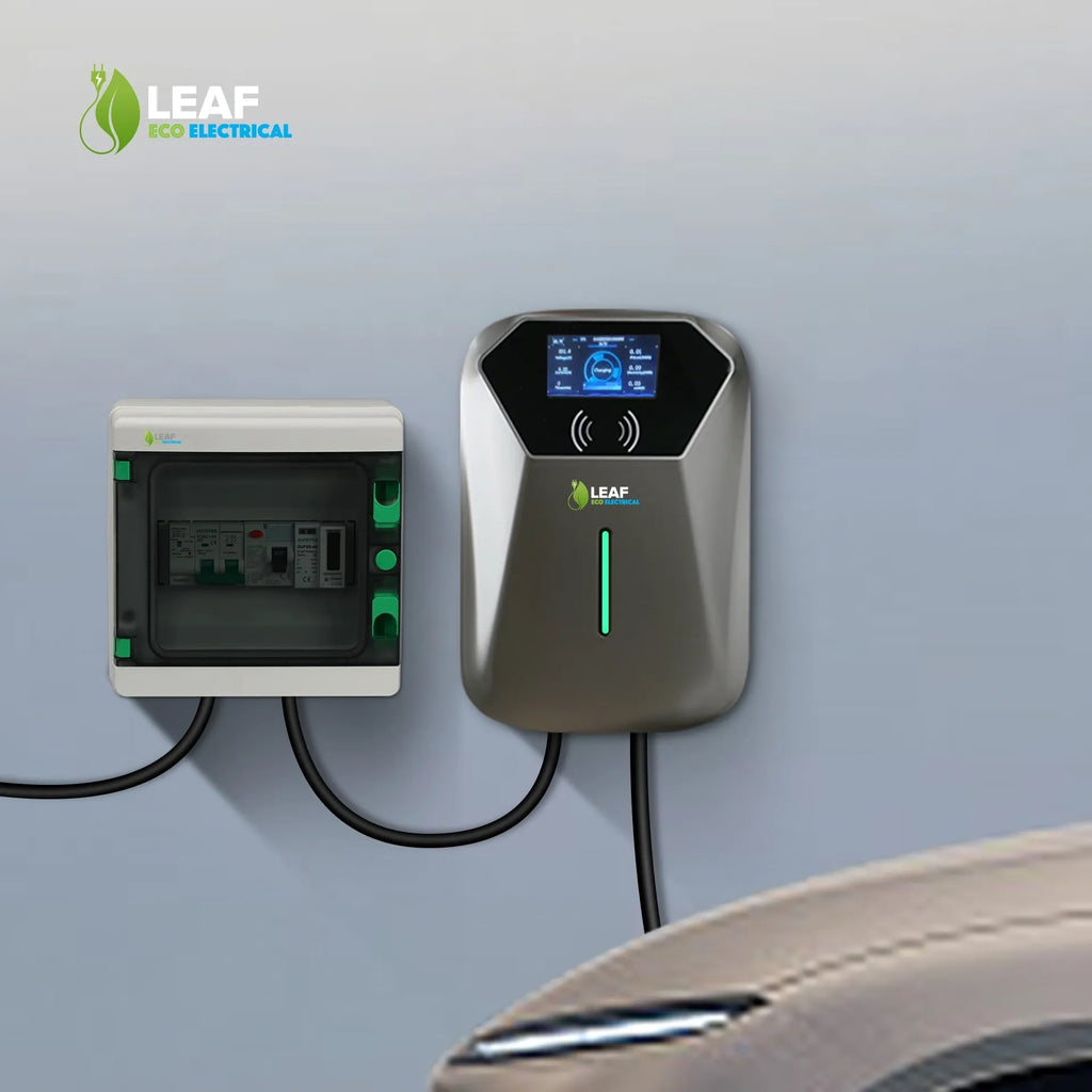 LEAF 7.4kW Tethered EV Charger – Grey | Smart Wi-Fi | Type 2
