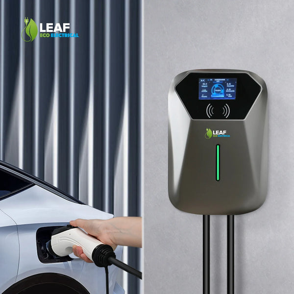 LEAF 22kW Tethered EV Charger – Grey | Three Phase | Smart Wi-Fi | Type 2