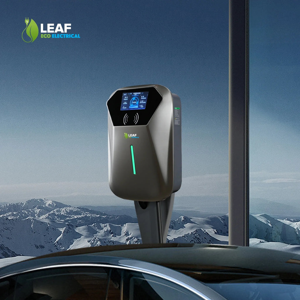 LEAF 7.4kW Tethered EV Charger – Grey | Smart Wi-Fi | Type 2