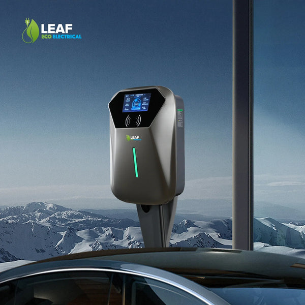 LEAF 7.4kW Tethered EV Charger – Grey | Smart Wi-Fi | Type 2