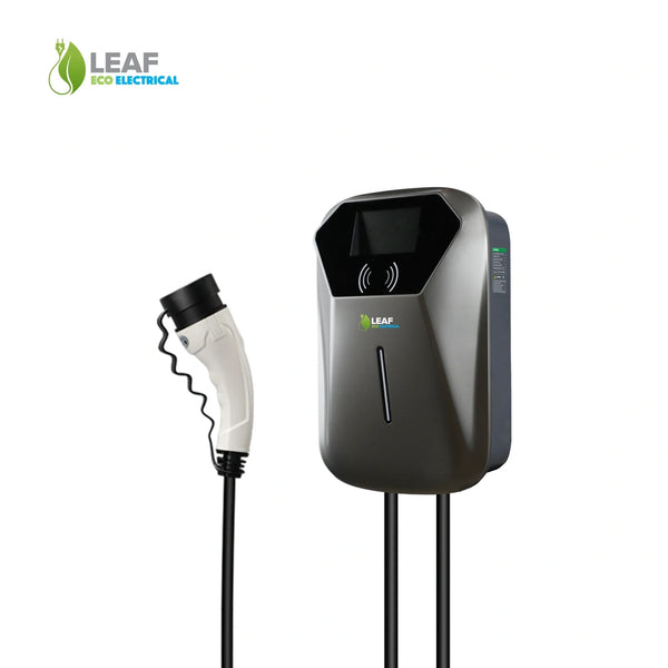 LEAF 7.4kW Tethered EV Charger – Grey | Smart Wi-Fi | Type 2