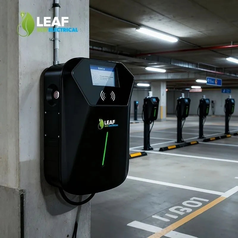 LEAF 7.4kW Tethered EV Charger – Black | Smart Wi-Fi | Type 2