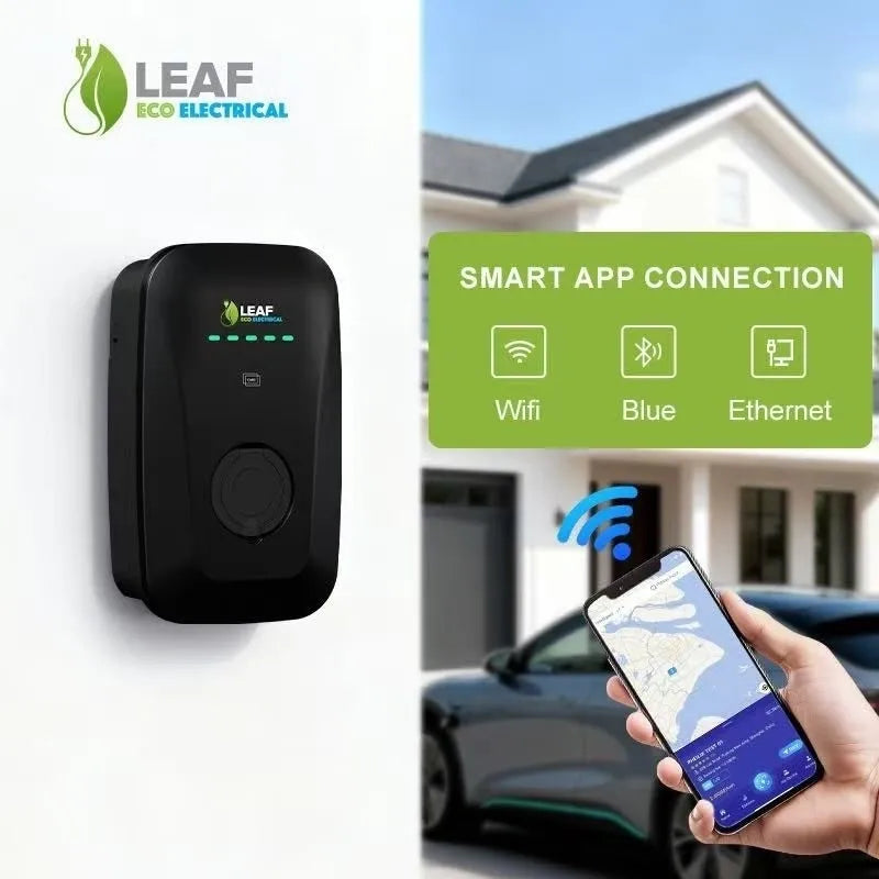 LEAF 7.2kW Untethered EV Charger – Black | Smart Wi-Fi | Type 2 Socket