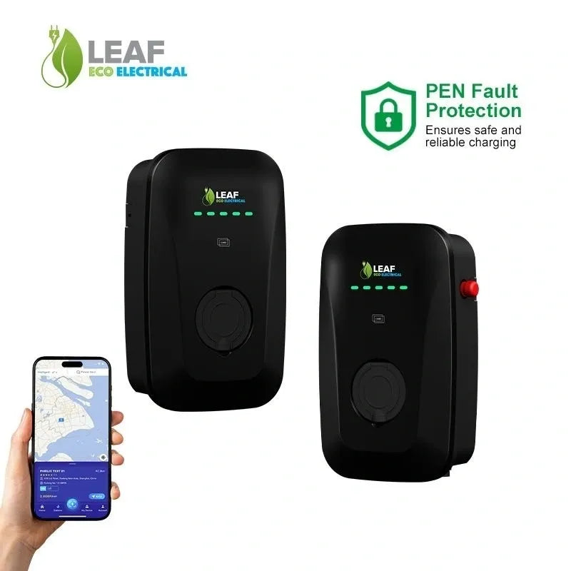 LEAF 7.2kW Untethered EV Charger – Black | Smart Wi-Fi | Type 2 Socket