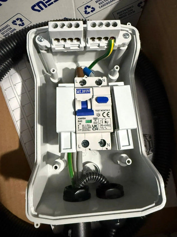 Proteus Pre-Wired 40A EV Distribution Board | Type A RCBO | IP65