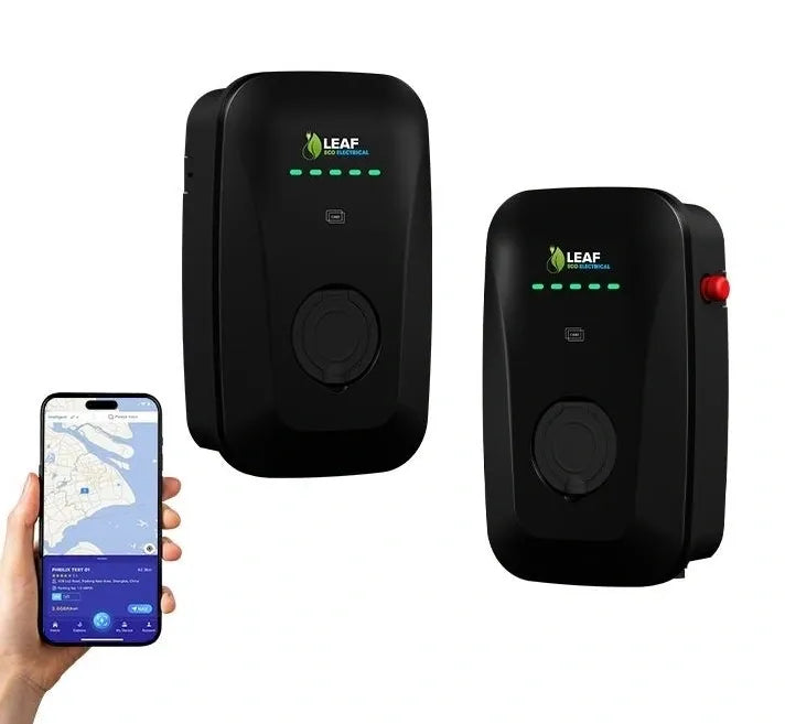 LEAF 7.2kW Untethered EV Charger – Black | Smart Wi-Fi | Type 2 Socket